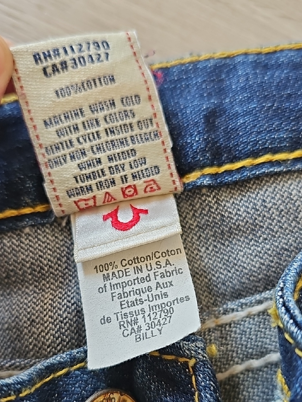 Y2K True Religion Low Rise Billy Skull Tab Roses Jeans, Sz 23 - Picture 3 of 16